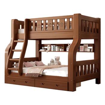 All solid wood upper and lower bunk bed two-layer children's bed high and low bunk bed household bunk bed for adults and children