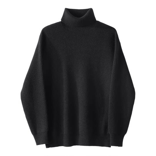 LUUD 流行款韩版高领针织衫男士坑条肌理感通勤百搭叠穿内搭毛衣