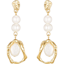 (Self-operated) daisy beauty light luxury natural freshwater pearl earrings womens French retro silver needle earrings