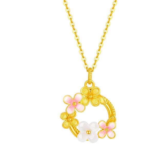 Zhou Taisheng 18k gold inlaid jade pendant Hetian jade