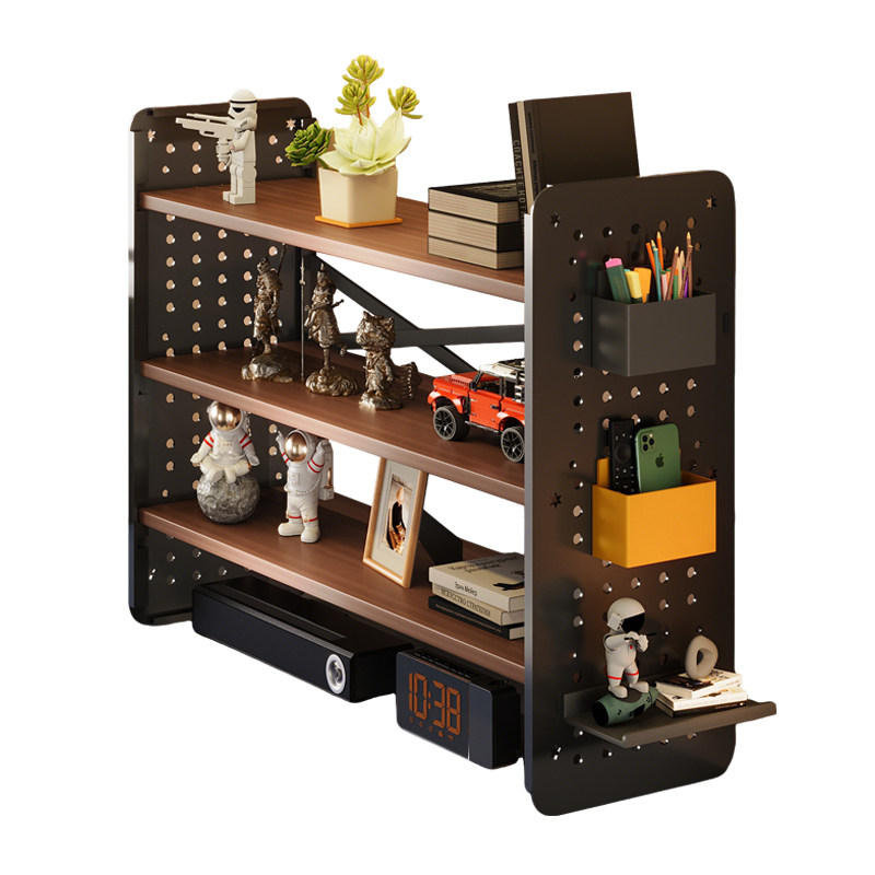 Desktop multi-layer DIY perforated board bookshelf