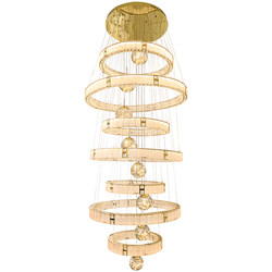 Villa Light Luxury Duplex Building Large Chandelier Crystal Suspended Living Room Lamp Luxury Self-Built House Main Light Starry Sky Staircase Light