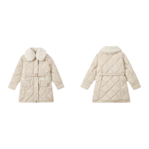 PawinPaw Cartoon Bear Childrens Clothing 2024 Autumn and Winter New Girls Medium and Long Lapel Warm Down Jacket
