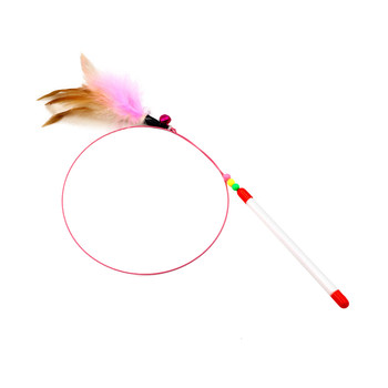 Cat teaser with bell feathers