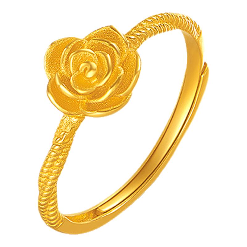 Laomiao gold rose ring pure pure gold 999 women's ring Valentine's Day gift for girlfriend and wife
