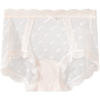 Die Anfen ແອວສູງໂປ່ງໃສຕາຫນ່າງ sexy lace ກ້ອນຜ້າໄຫມສີຂາວ underwear ແມ່ຍິງຂອງຝ້າຍບໍລິສຸດ crotch summer ບາງ boxer