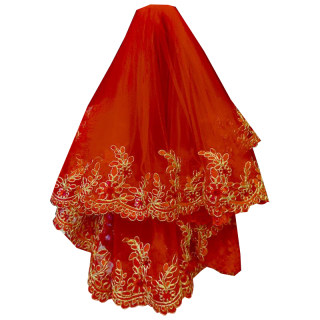 Love bride's red veil under the moon