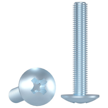 Blue and white zinc cross screws large flat head