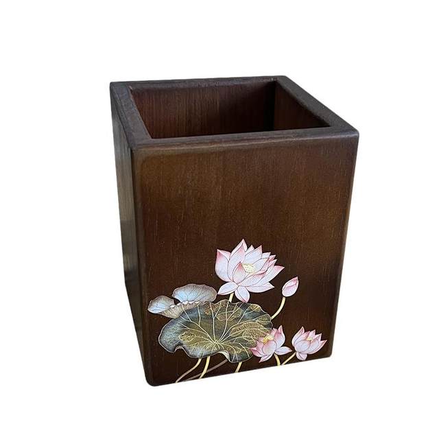 Small ornaments high-end storage box solid wood Chinese pen holder
