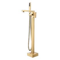 Light luxury gold hotel floor-standing bathtub faucet all-copper internet celebrity hot and cold vertical cylinder side household shower set European style