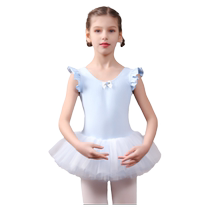 柏屋跳舞儿童连体服幼儿启蒙中背荷叶袖圆领背心蓬蓬裙122244008