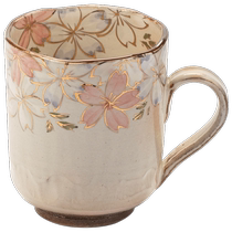 (Self-operated) Japanese imported Kiyomizu-yaki cherry blossom mug Japanese-style home hand-painted ceramic couple mug