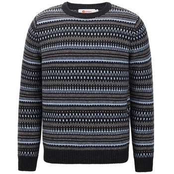 Pipdog crew neck contrast jacquard men's cashmere sweater