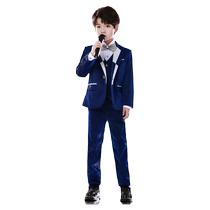 Child Presenter Gown Suit Suit Piano Performance Out of the boy singing handsome and handsome Inn Wind sequin high end