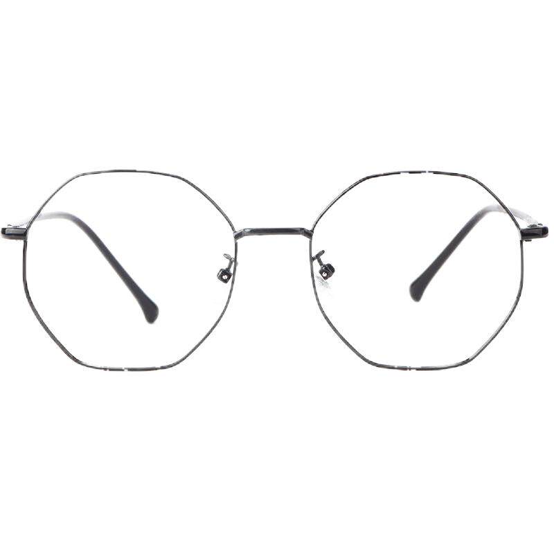 Radiation-proof retro polygon irregular color change anti-blue light degree myopia glasses women goggles frame men