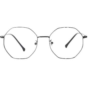 Radiation-proof retro polygon irregular color change anti-blue light degree myopia glasses women goggles frame men