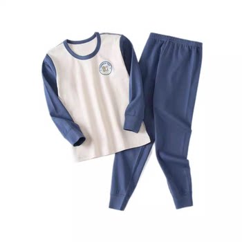 Japanese children's autumn clothes and long-sleeved cotton boneless long-sleeved home clothes for boys and girls thermal underwear set pajamas and pajamas