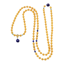 Potala Palace beeswax lapis lazuli 108 beads 925 silver transfer beads for women as a holiday birthday gift for mom