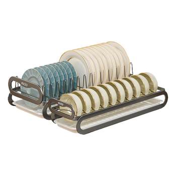 Kitchen pull-out dishes storage rack drain rack