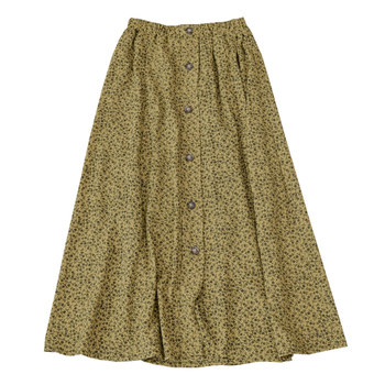 KNgs summer retro ງ່າຍດາຍ floral skirt ບາງ elastic waist chiffon skirt a-line skirt drape ສິ້ນ skirt ຍາວສໍາລັບແມ່ຍິງ