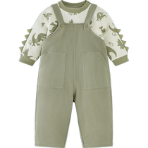 (Same style in the mall) Mini Balabala Boys and Girls Long Sleeve Suit Spring Baby Childrens Overalls Suit