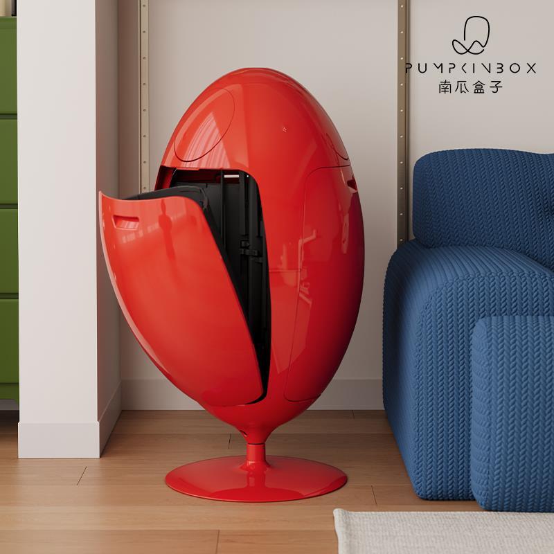Design-Inspired Kitchen Dinosaur Egg Eco-Friendly Sorting Trash Can, Designer Model for Living Room, Futuristic Ornament, Floor-Standing Rotating Trash Bin