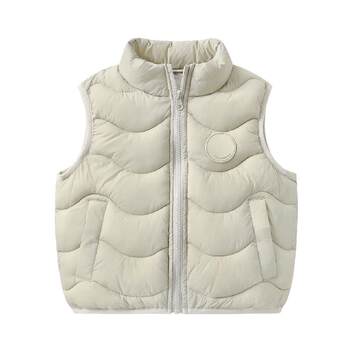Youou children's cotton padded vest solid color stand collar