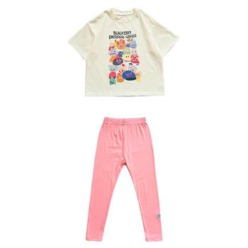 Girls Suits Summer 2024 New Little Girls Fashionable Summer Clothes Children's Short-sleeved T-shirt Two-piece Set