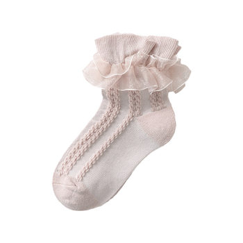 ເດັກນ້ອຍ lace socks spring and autumn thin mid-calf lace girls princess white dance socks summer baby socks pure cotton