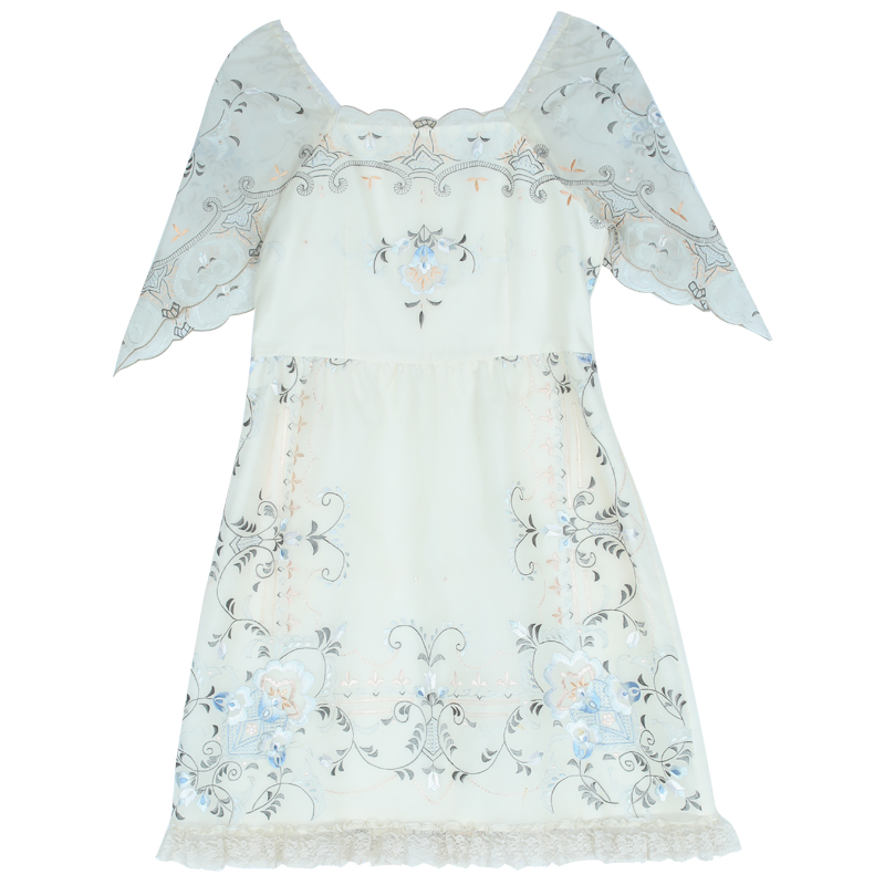 Face Art Antique Hand Embroidered Cute Wedding Dress