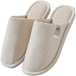 Linen fabric cotton slippers home home office cotton and linen slippers sweat-absorbent Baotou men's spring, autumn and winter four seasons