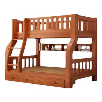 All solid wood bunk bed, bunk bed, high and low bed, multifunctional combination, children's bed, upper and lower bunk bed, two-layer wooden bed