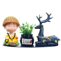 Car Ornaments Car Interior Decoration Supplies Collection Center Console Ornaments Have a Safe Journey Deer Shaking His Head Little Monk Aromatherapy