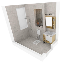 Quanyou Whole House Customized Bathroom Cabinet Bathroom Washstand Customized Washbasin Cabinet Log Color Squat Pan Bathroom Package