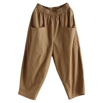 Pure cotton fat mm slim summer thin loose casual harem pants large size nine-point pants loose workwear carrot pants for women