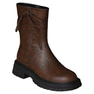 Niche British Style 2025 Autumn and Winter New Genuine Leather Round-Toe Thick-Soled Martin Boots Short Boots Women's Boots Slim Boots Women's Boots