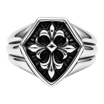 Dragon snake 925 silver cross embossed ring