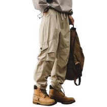 American retro casual spring and autumn pants mens trendy brand 2024 new loose overalls mens paratrooper functional pants autumn