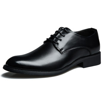 Korean style all-match men's shoes pointed toe heightening lace-up leather shoes