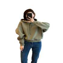 Crisp three-dimensional air layer green sweatshirt for women western-style spring and autumn loose age-reducing top white space cotton jacket