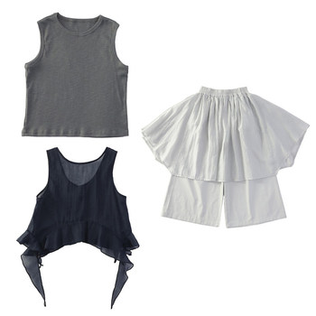 Girls summer vest suit vest korean style internet celebrity children's clothing 2026 ໃຫມ່ເດັກນ້ອຍຂະຫນາດກາງແລະຂະຫນາດໃຫຍ່ສາມສິ້ນ skirt set