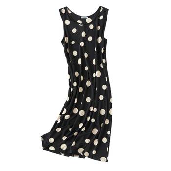 ຜ້າໄຫມ polka dot camisole dress bottoming skirt ສິ້ນກະໂປງຍາວ polka dot ຂະຫນາດໃຫຍ່ polka dot ຂະຫນາດຂະຫນາດໃຫຍ່ vest ສີດໍາແລະສີຂາວ