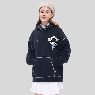 FILA FUSION斐乐潮牌 2022春季新品情侣款运动宽松连帽衫卫衣男女