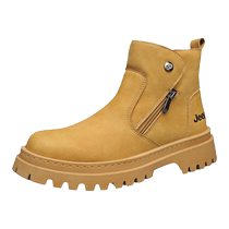 Jeep Jeep high-top Martin boots mens spring and autumn British style casual mens rhubarb boots that cant be kicked mid-top work boots