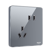 224 Delixi flagship store switch socket panel five-hole wall socket air conditioner 16A acrylic 226 gray