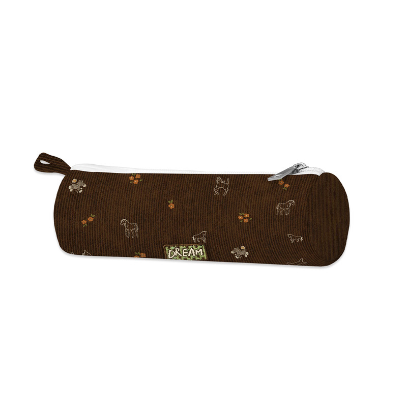 Print what you want, original pony and flower pencil bag, versatile, kindergarten, first grade, junior high school students, primary school students, children's canvas, high-looking, ins-style New Year's gift, niche non-colliding striped pencil case