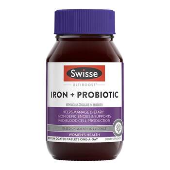 Spot warehouse swisse iron probiotic ອາຫານເສີມທາດເຫຼັກ 30 ແຄບຊູນ