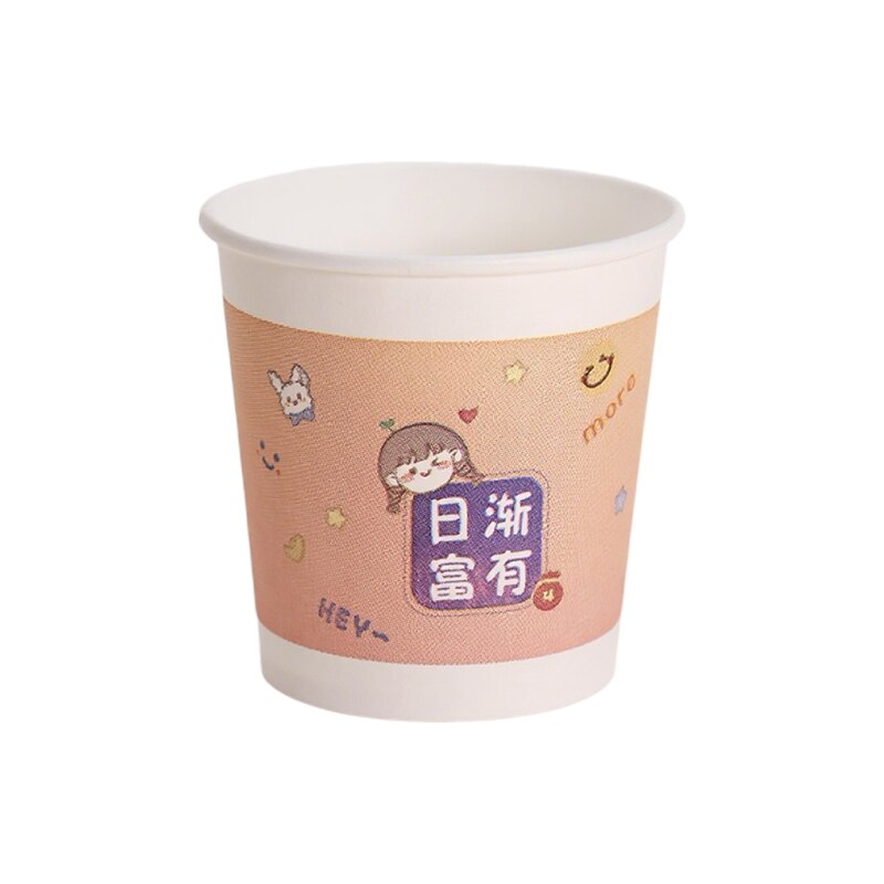 Disposable cartoon paper cup thickened for commercial office home use cute anti-scalding and leak-proof food grade 250ml full box