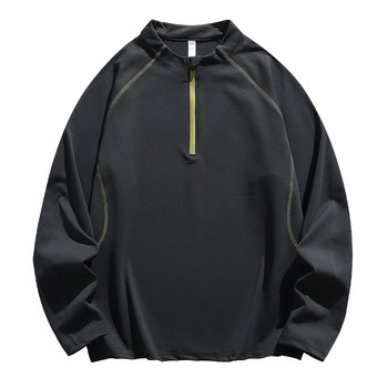 Half zip casual long sleeve t-shirt