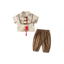 Boys suits summer clothes 2024 new childrens new Chinese short-sleeved shirts childrens cropped pants summer baby clothes